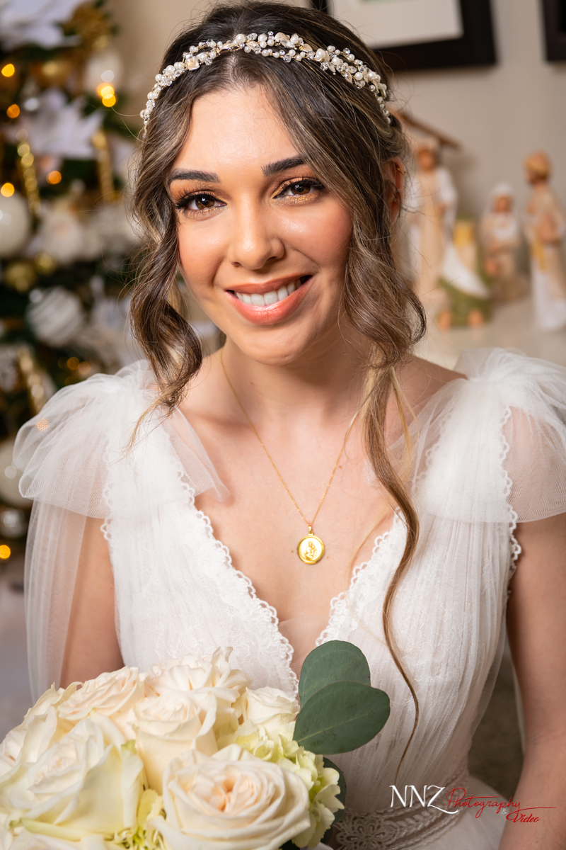 Smiling bride closeup