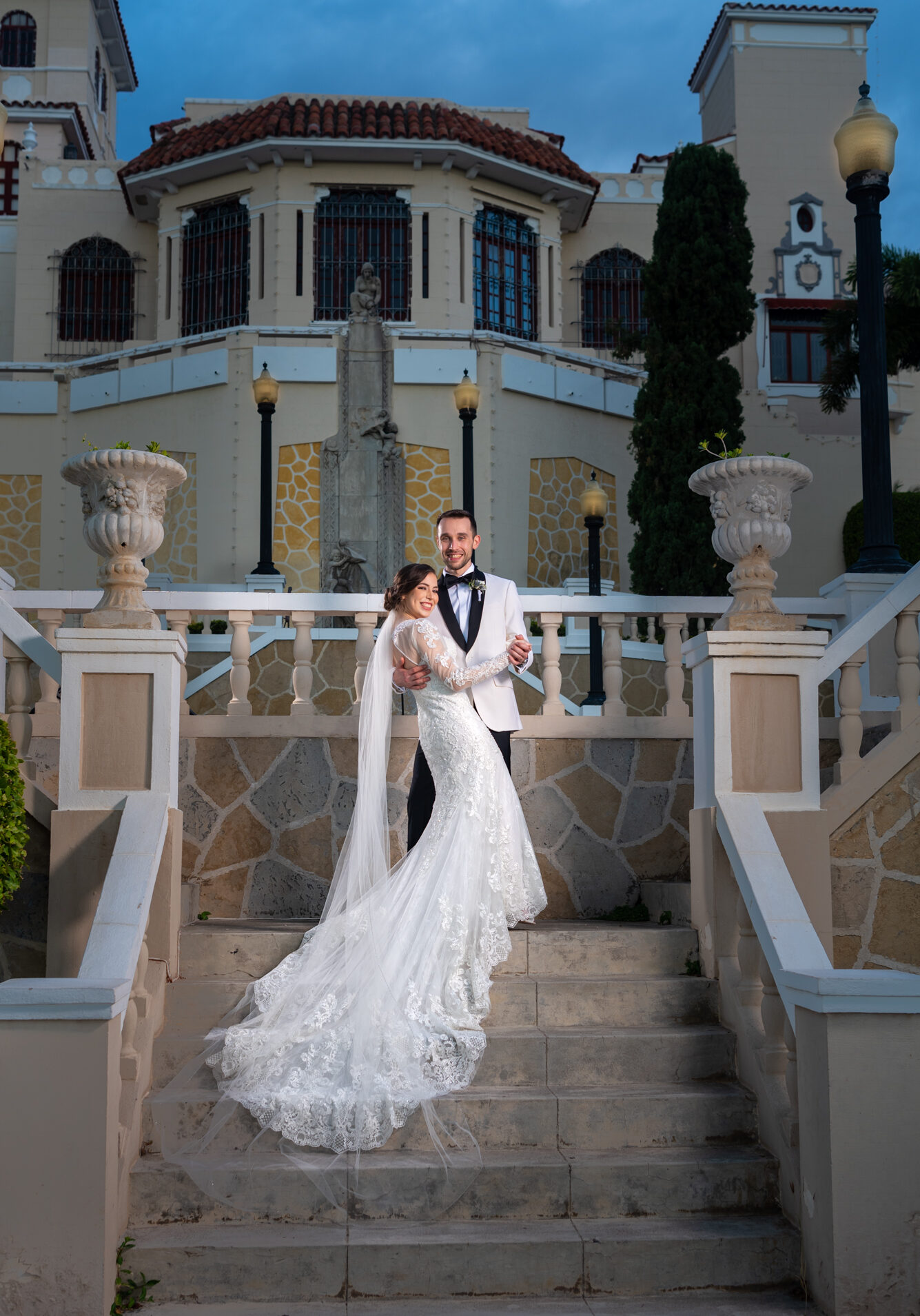 Wedding Couple in Front of Castillo Serralles