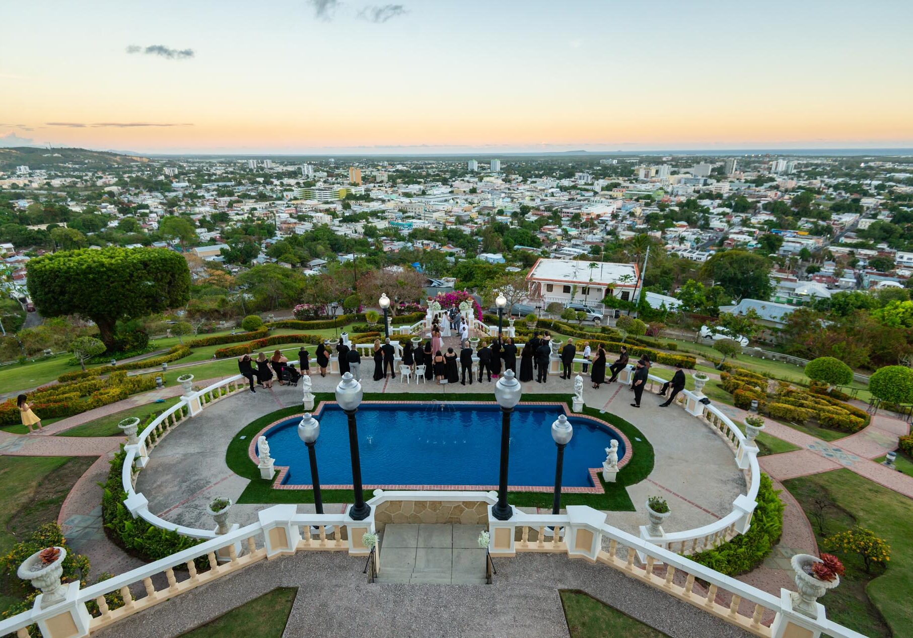 Beautiful sunset wedding at Castillo Serrallés overhead image